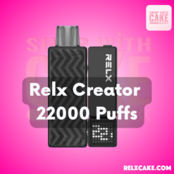 Relx Creator 22000 puffs พอตเปลี่ยนหัวได้ สูบได้ 22,000 คำ กลิ่นชัด ควันแน่น ชาร์จได้ผ่าน USB-C พร้อมหน้าจอ OLED ใช้งานง่าย พกสะดวก